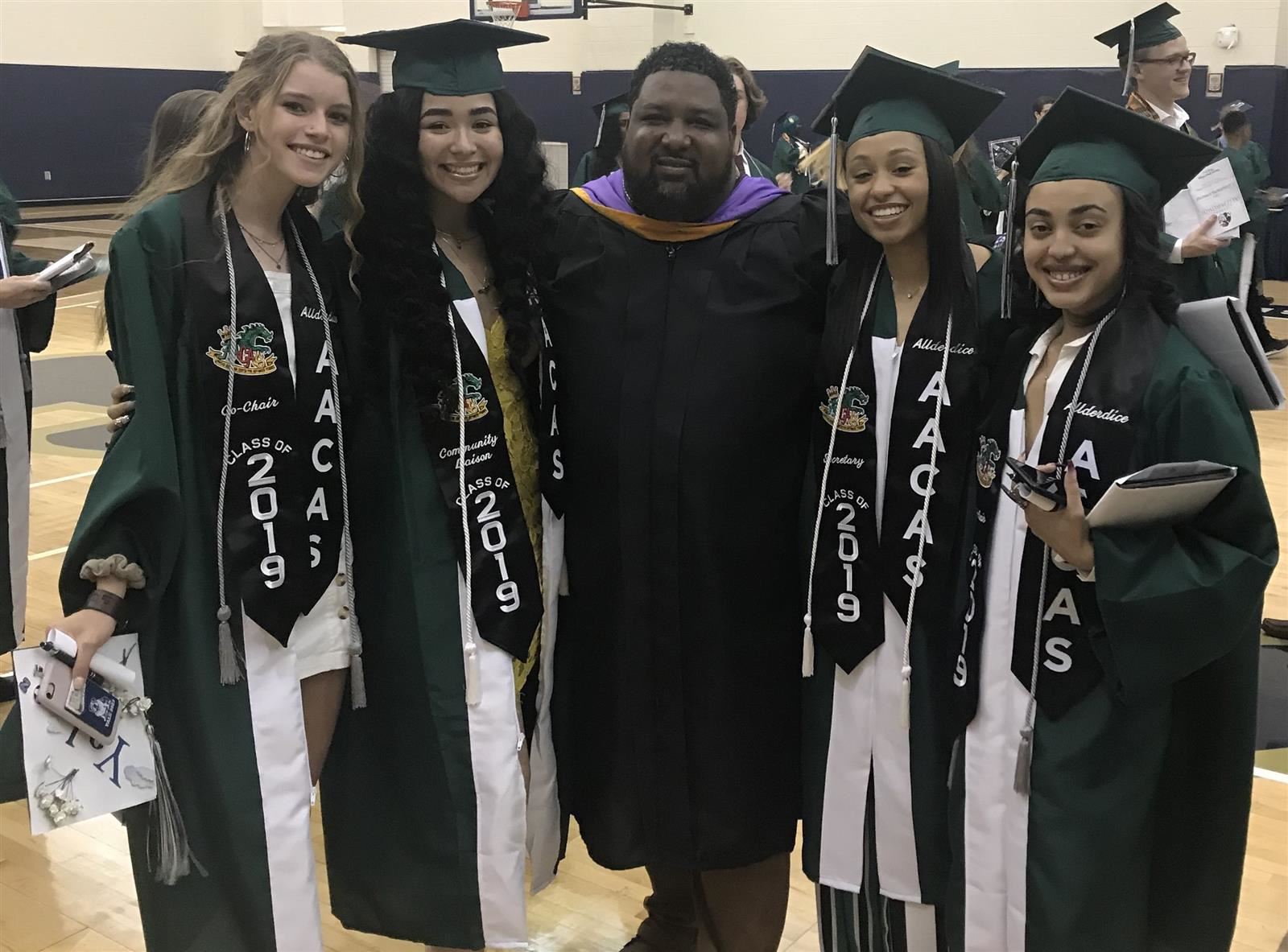 Gianna Griffin, left, nominated Anthony Hall for the 2019 Yale Urban Educator Award.